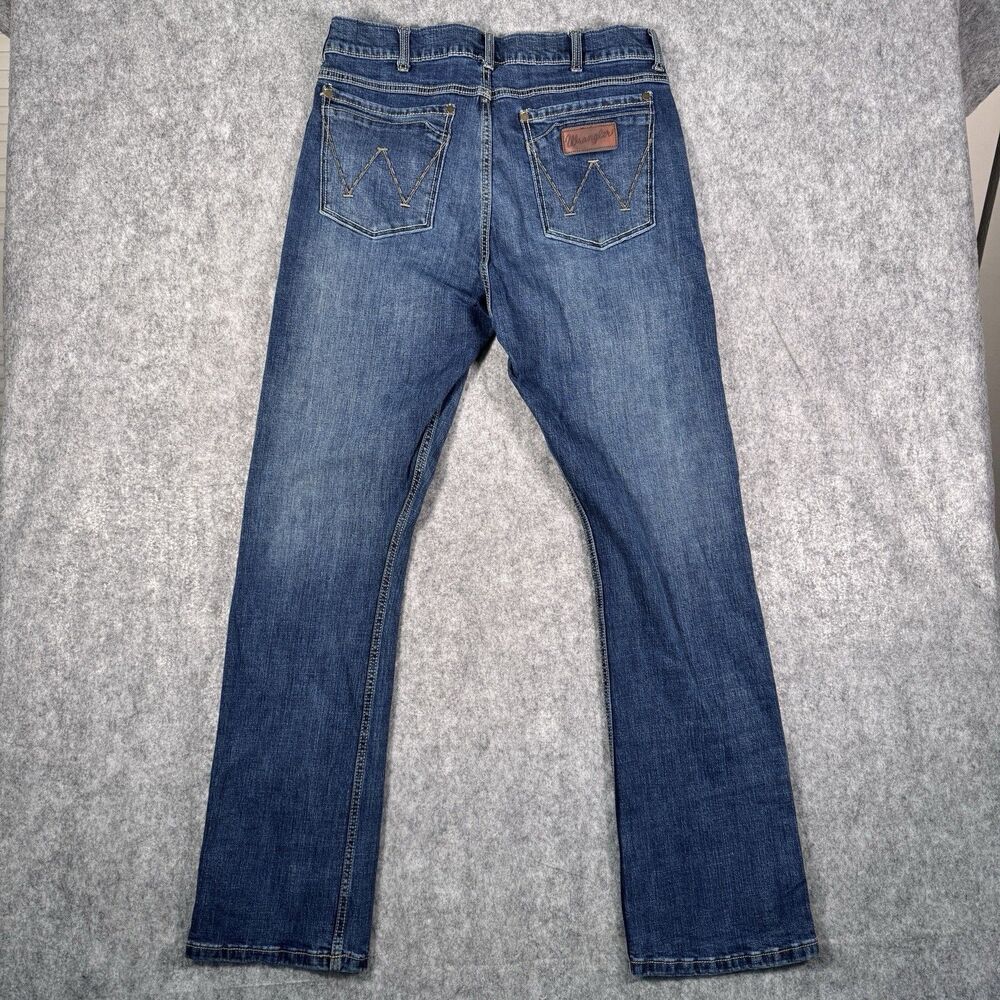 Wrangler Retro Jeans Mens 36X34 Measures 34X32 Blue Slim Boot Western Cowboy - Picture 8 of 10